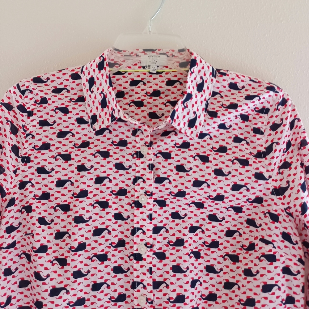 CROWN & IVY Shirt, Whale print, size Mp - Picture 3 of 13